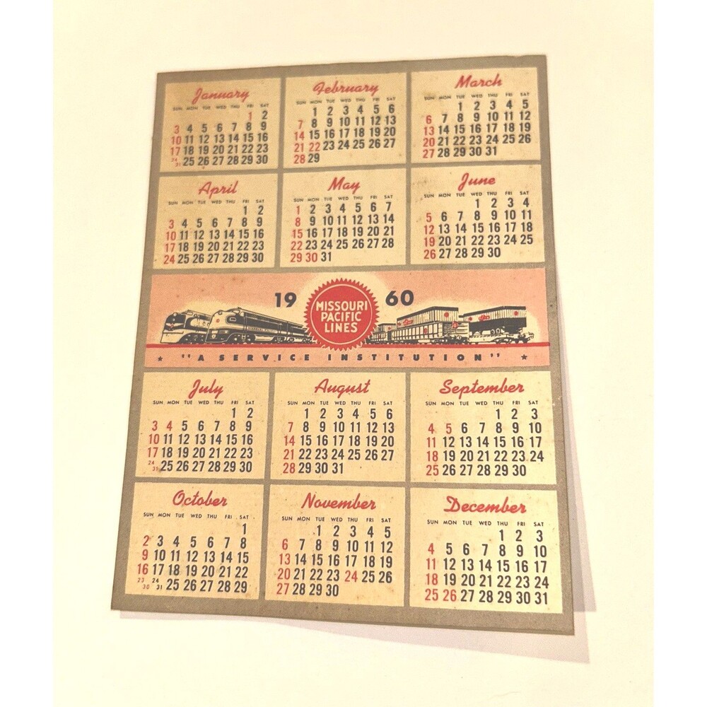 1960 Missouri Pacific Lines Collectible Railroad Calendar